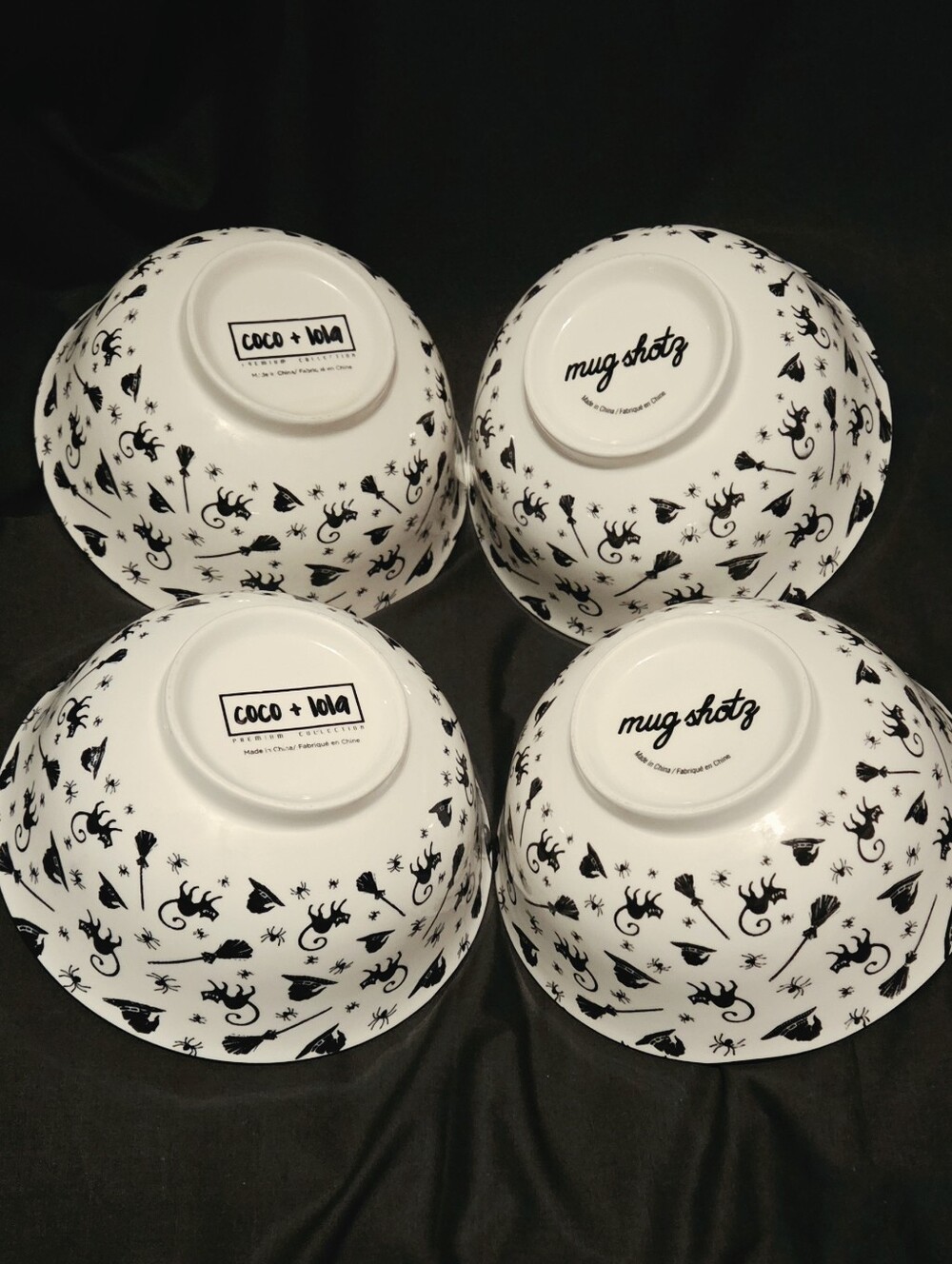 Coco Lola/Mug Shotz Set of Four White Ceramic Halloween Serving/Cereal Bowls - Picture 5 of 7